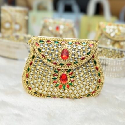 Shahi ruby clutch mini- Gold
